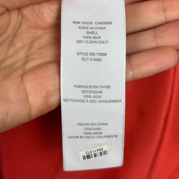 JOIE Vibrant Coral Orange 100% Silk Sleeveless Tank Top Blouse Racerback Scoop M - Picture 8 of 10